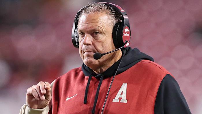 Razorbacks coach Sam Pittman on sidelines against Florida International